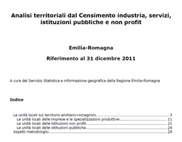 Analisi territoriali dal Censimento industria, servizi, istituzioni pubbliche e non profit