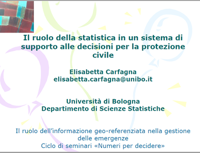 Il ruolo della statistica in un sistema di supporto alle dicisioni per la protezione civile