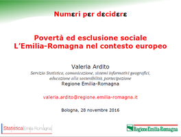 Povertà ed esclusione sociale. L'Emilia-Romagna nel contesto europeo.