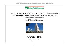 Rapporto annuale sul movimento turistico e la composizione della struttura ricettiva (alberghiera e complementare) - Anno 2011