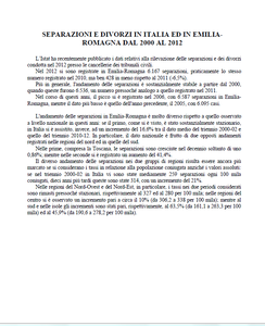 Separazioni e divorzi in Italia e in Emilia-Romagna dal 2000 al 2012