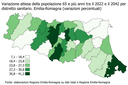 Mappa variazione attesa popolazione 65 e più - Distretti ER - 2022-2042